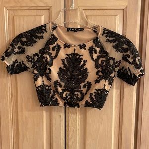 For Love and Lemons illusion lace crop top